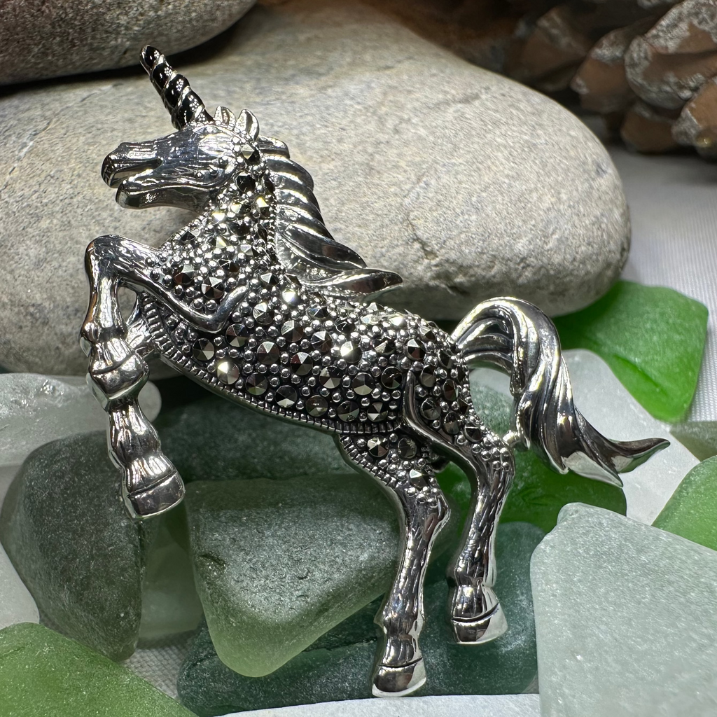 Prancing Unicorn of Scotland Pin in Sterling Silver | Brooch | Wiccan Center