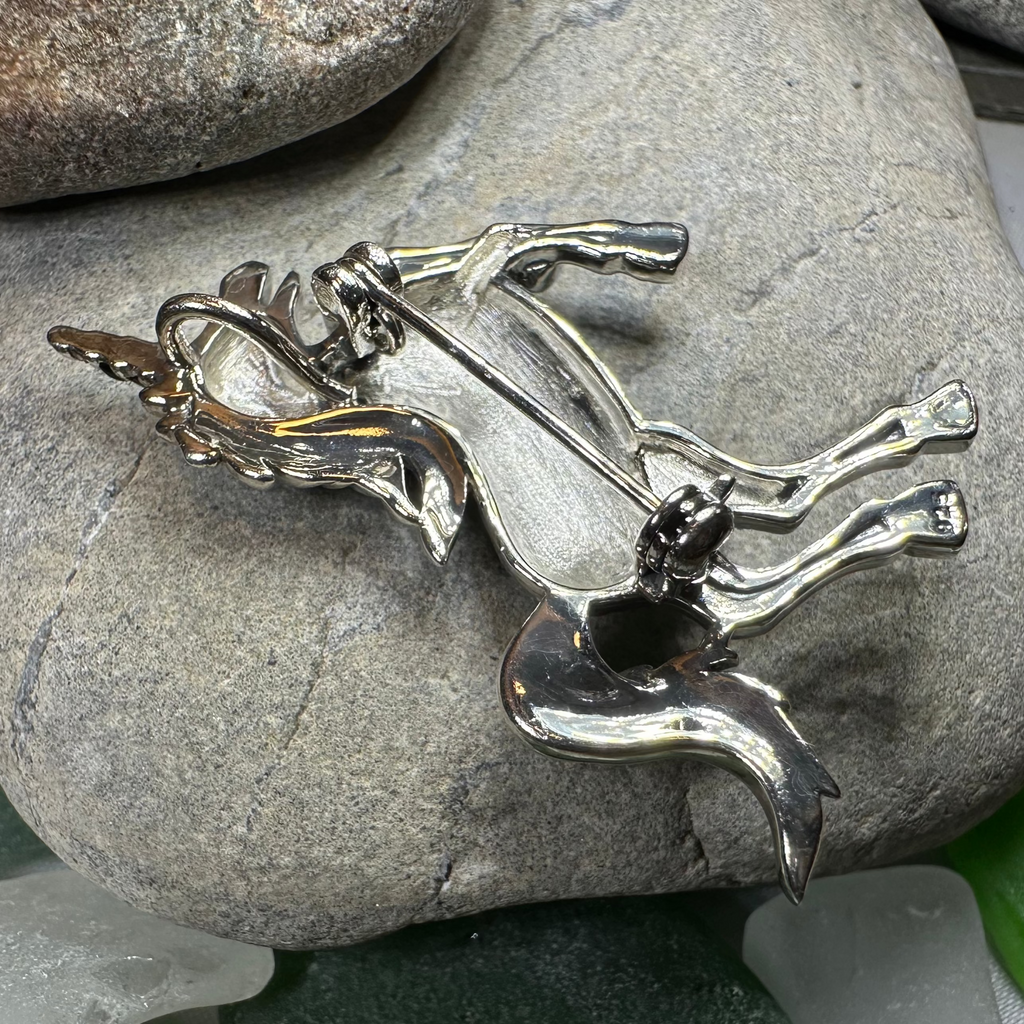 Prancing Unicorn of Scotland Pin in Sterling Silver | Brooch | Wiccan Center