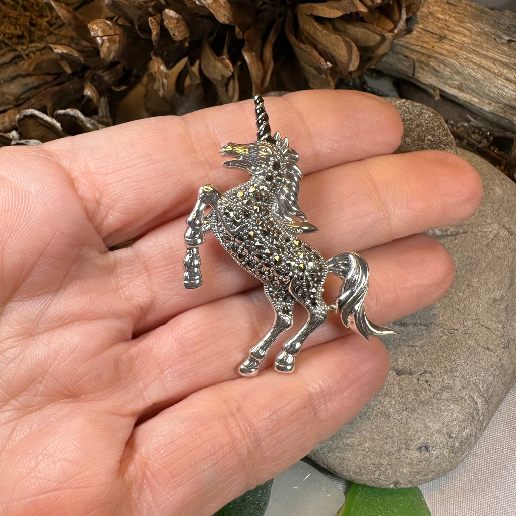 Prancing Unicorn of Scotland Pin in Sterling Silver | Brooch | Wiccan Center