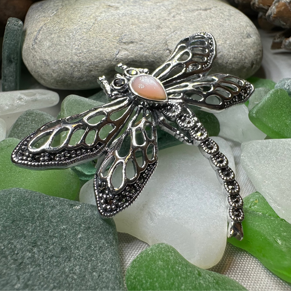 Damsel Dragonfly Marcasite Brooch in Sterling Silver | Brooch | Wiccan Center