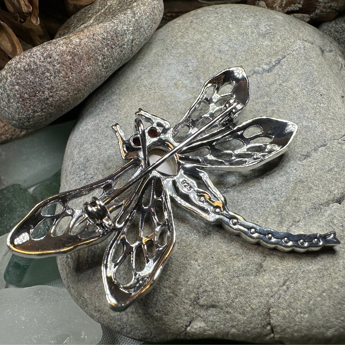 Damsel Dragonfly Marcasite Brooch in Sterling Silver | Brooch | Wiccan Center