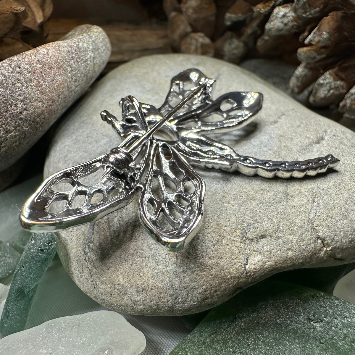 Damsel Dragonfly Marcasite Brooch in Sterling Silver | Brooch | Wiccan Center