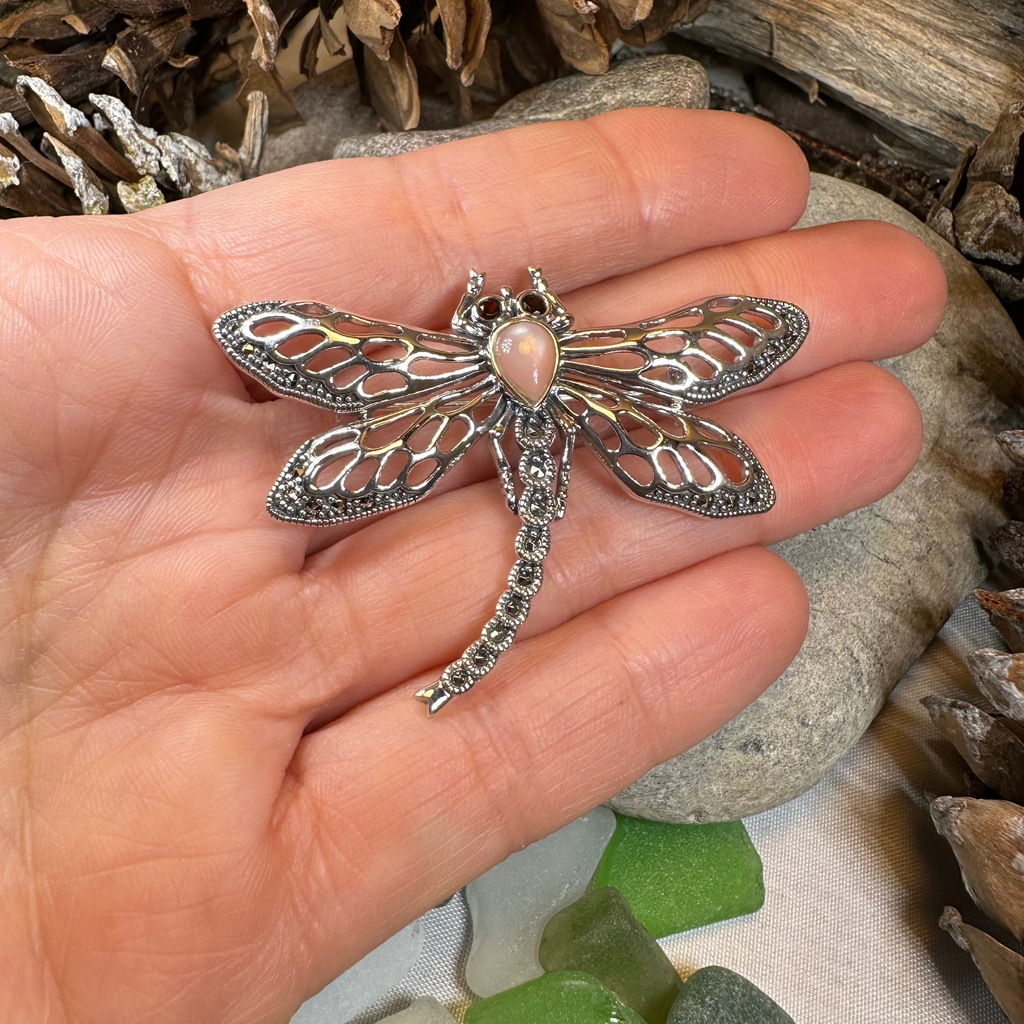 Damsel Dragonfly Marcasite Brooch in Sterling Silver | Brooch | Wiccan Center