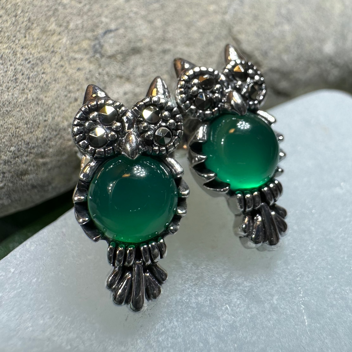 Mackenna Owl Marcasite Earrings | Post Earrings | Wiccan Center