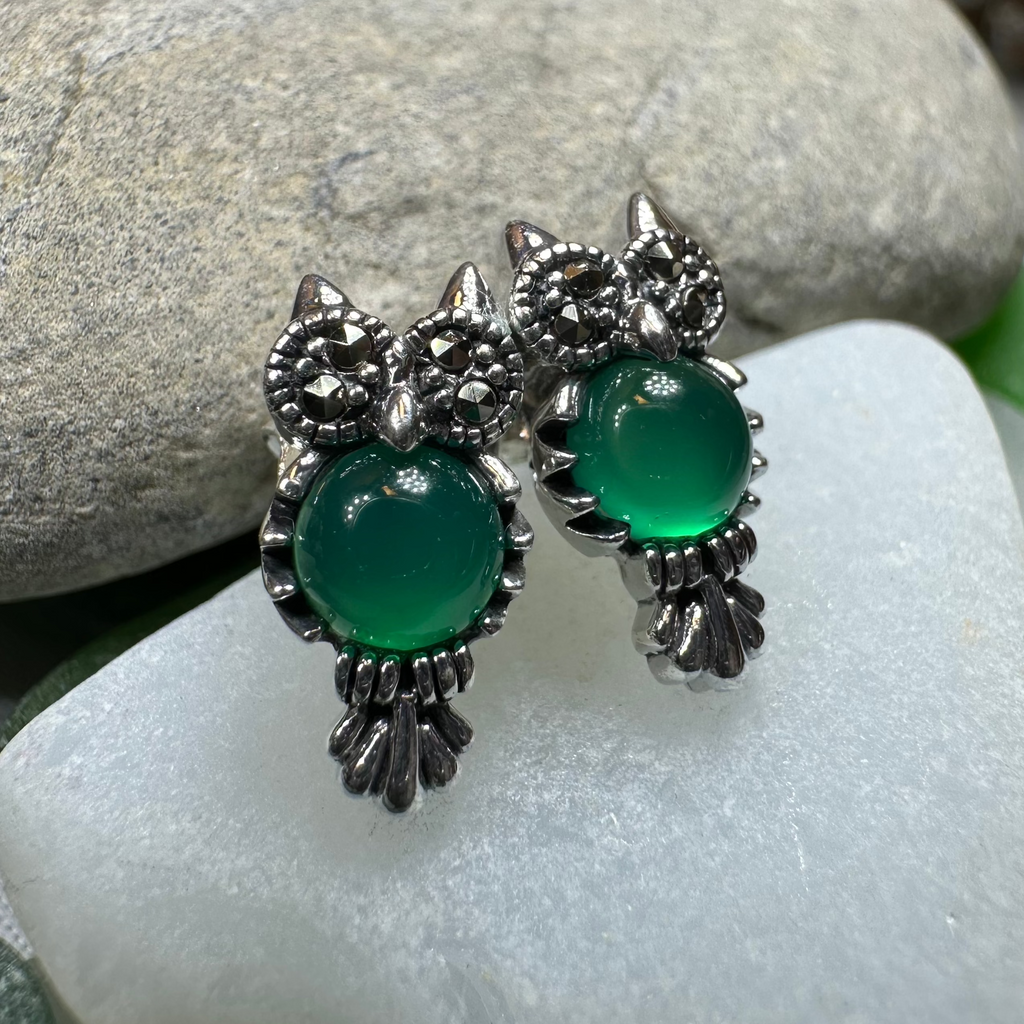 Mackenna Owl Marcasite Earrings | Post Earrings | Wiccan Center