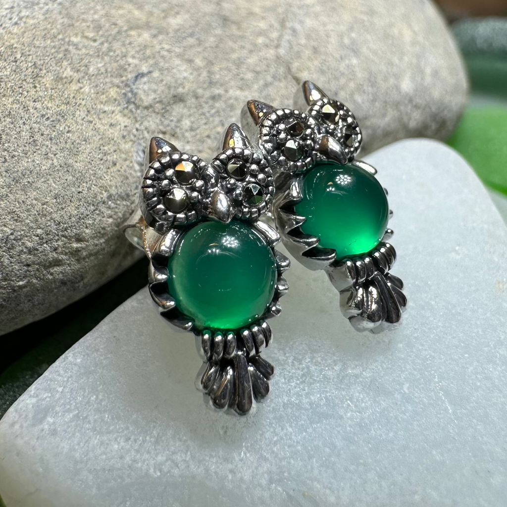 Mackenna Owl Marcasite Earrings | Post Earrings | Wiccan Center