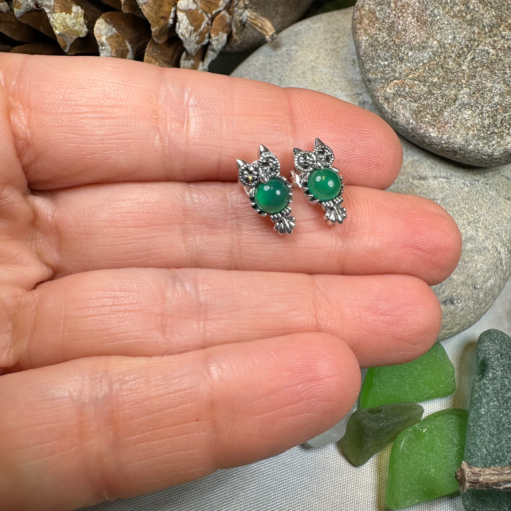Mackenna Owl Marcasite Earrings | Post Earrings | Wiccan Center