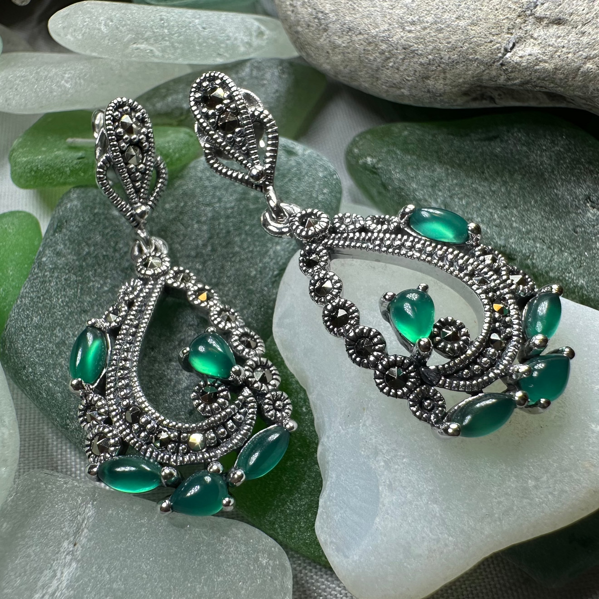 Bellicent Marcasite Earrings | Dangle Earrings | Wiccan Center