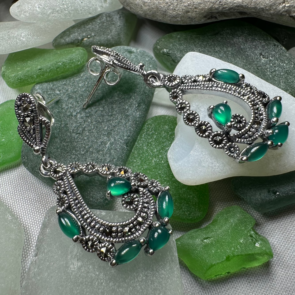 Bellicent Marcasite Earrings | Dangle Earrings | Wiccan Center