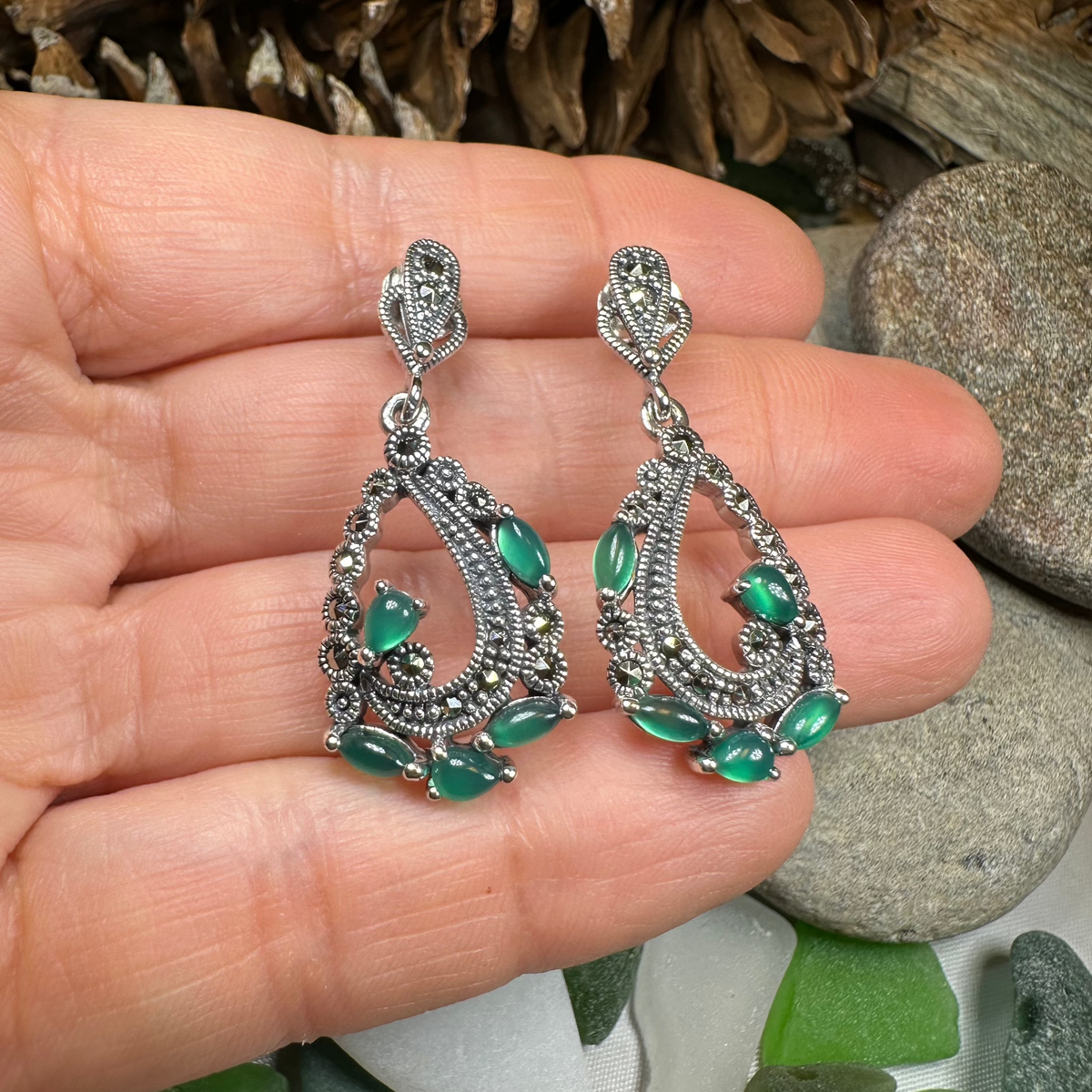 Bellicent Marcasite Earrings | Dangle Earrings | Wiccan Center