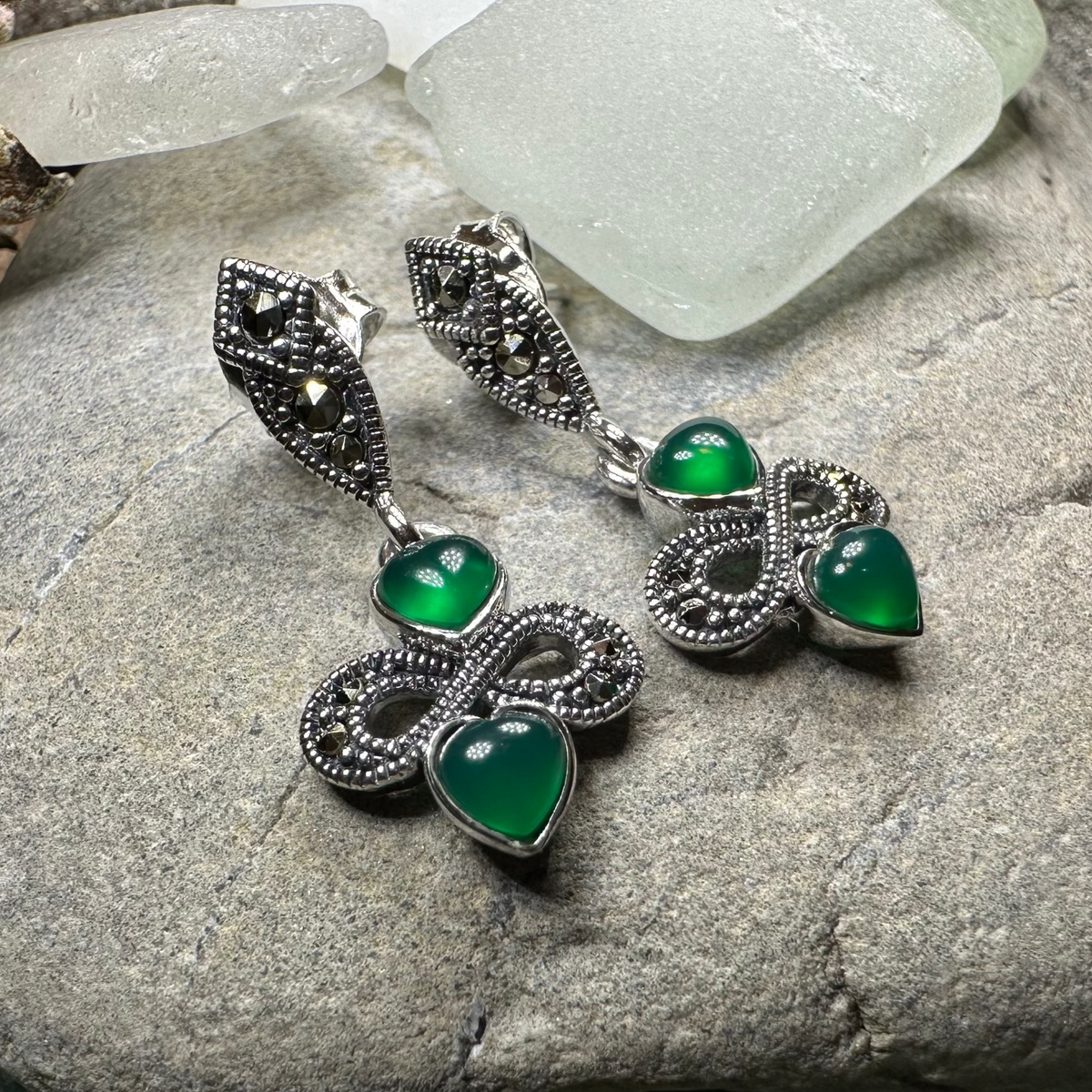 Infinity Knot Marcasite Post Earrings | Dangle Earrings | Wiccan Center