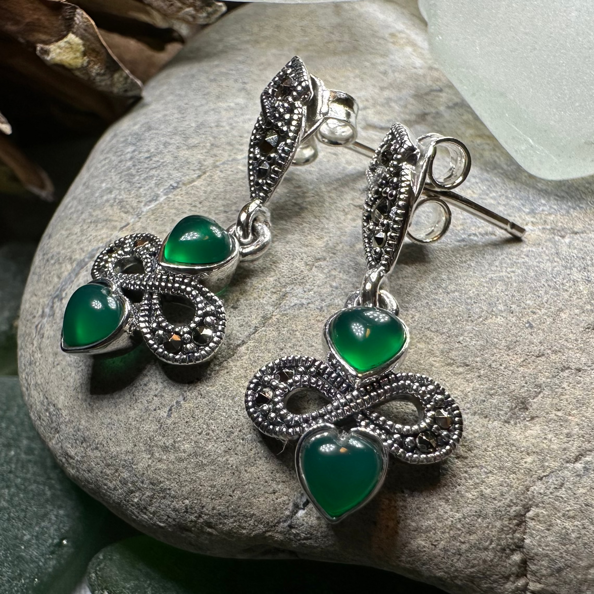 Infinity Knot Marcasite Post Earrings | Dangle Earrings | Wiccan Center