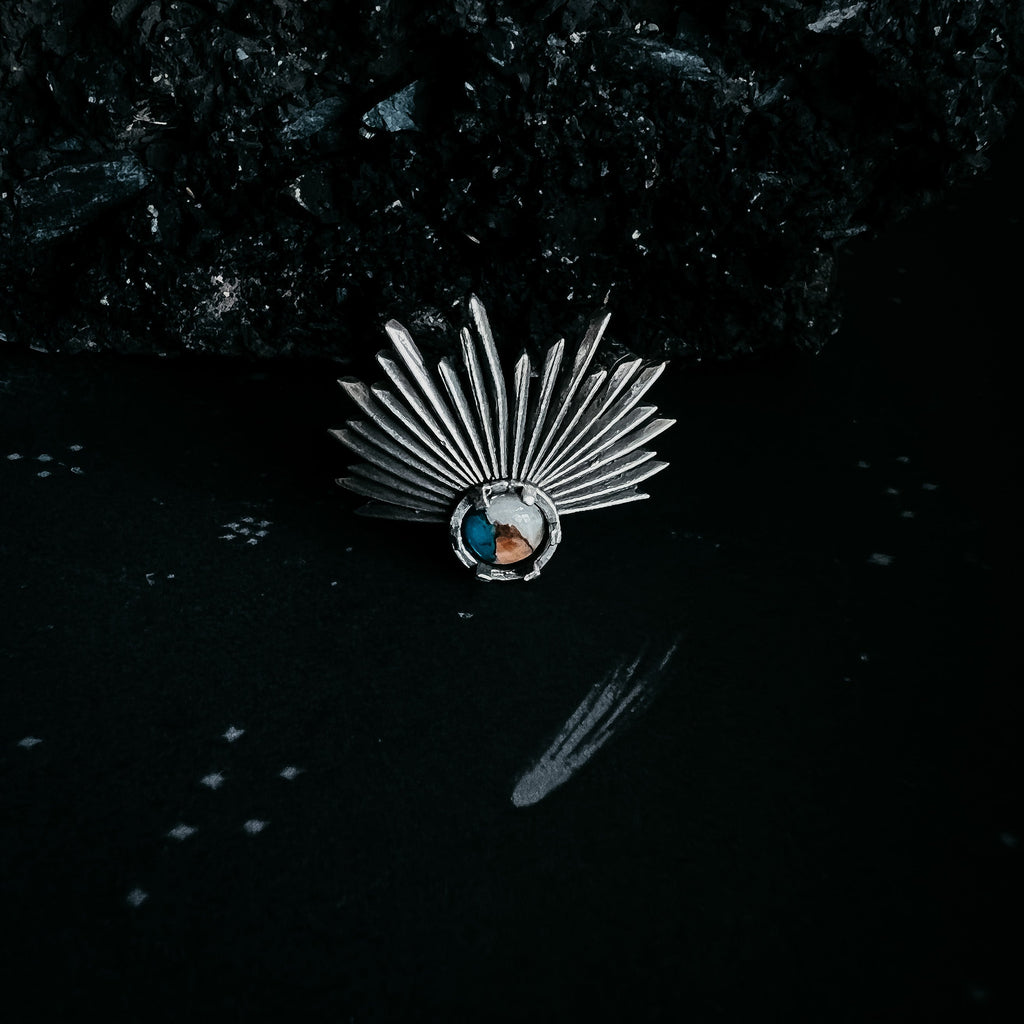 Sun Goddess Ring with Copper Oyster Turquoise | Ring | Wiccan Center