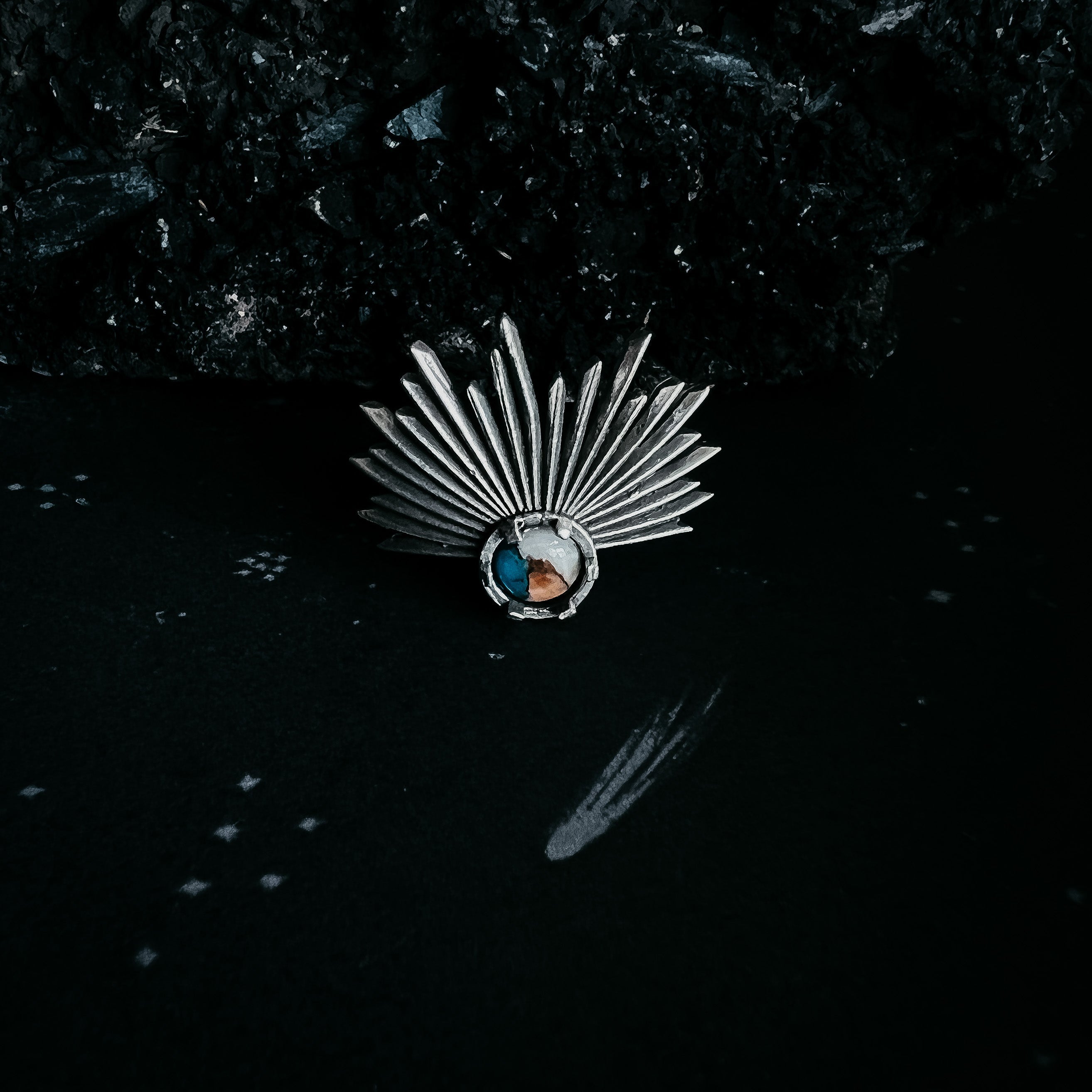 Sun Goddess Ring with Copper Oyster Turquoise | Ring | Wiccan Center