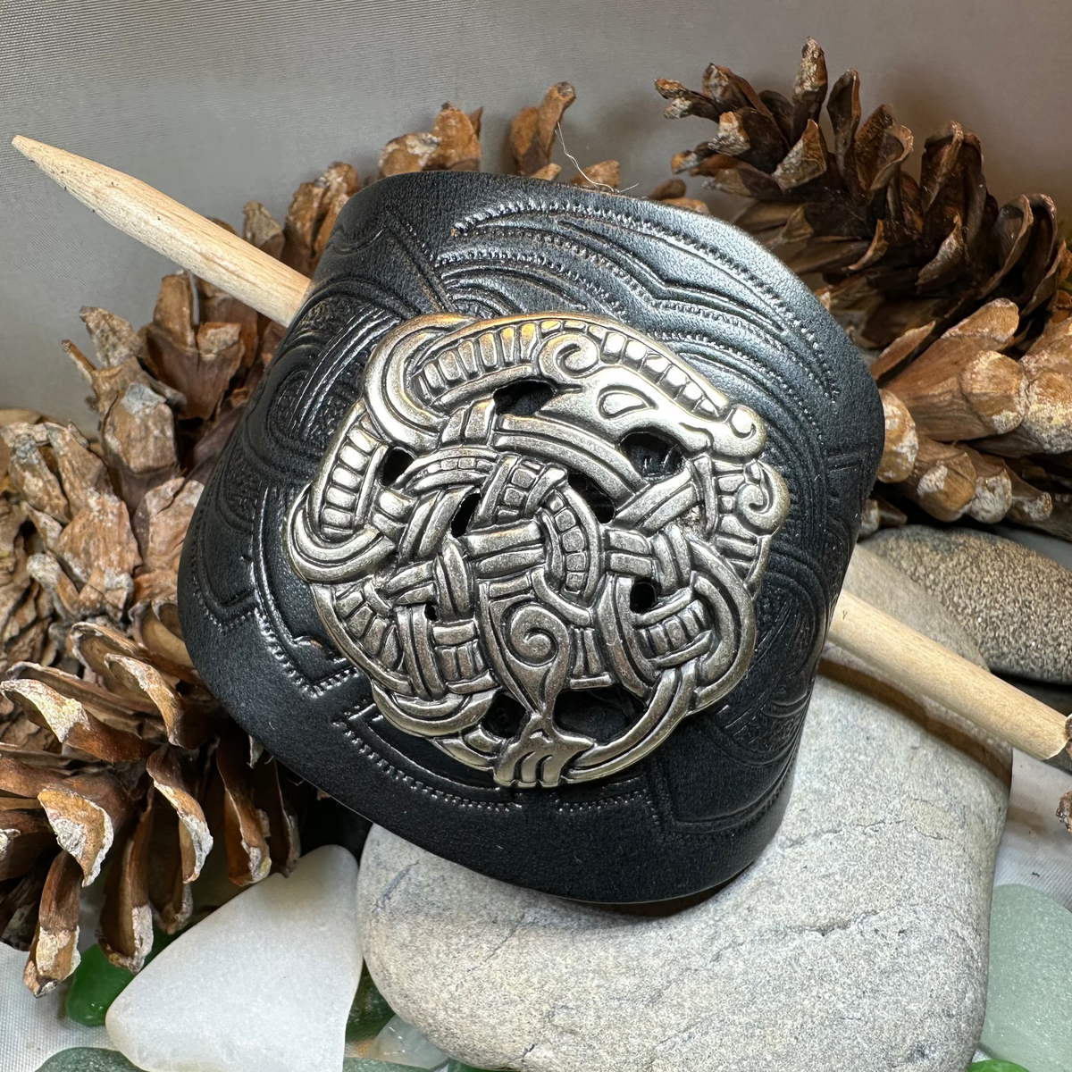 Celtic Shieldmaiden Leather Hair Slide for Women | Hair Slide | Wiccan Center