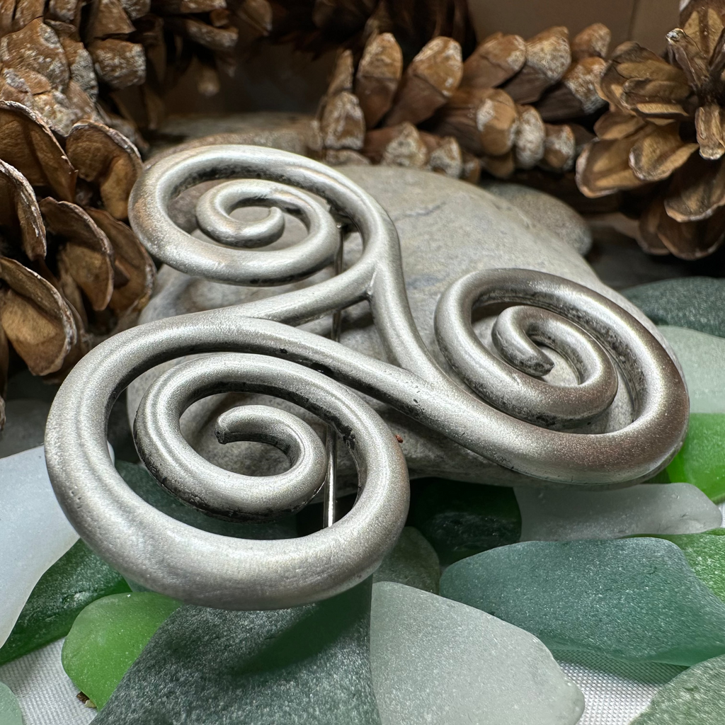 Vesunna Large Celtic Spiral Brooch in Pewter | | Wiccan Center