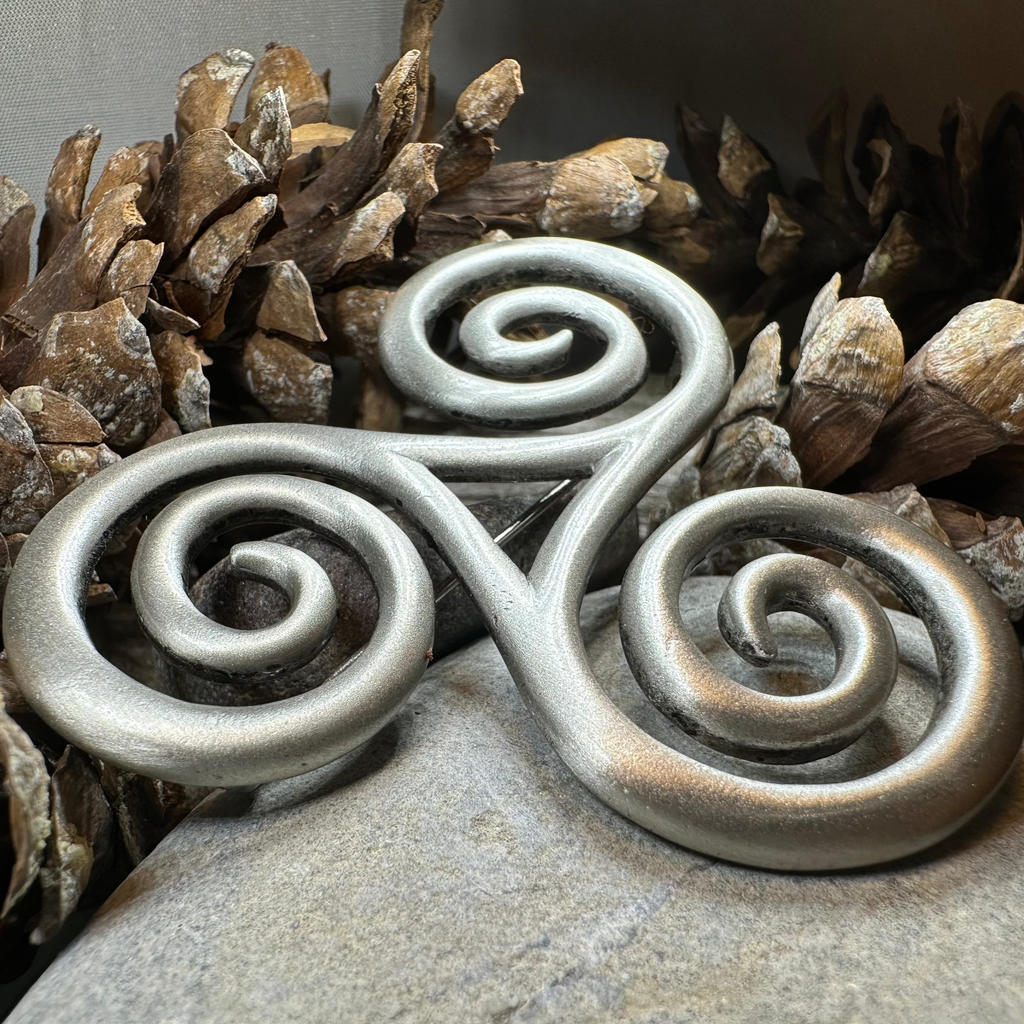 Vesunna Large Celtic Spiral Brooch in Pewter | | Wiccan Center