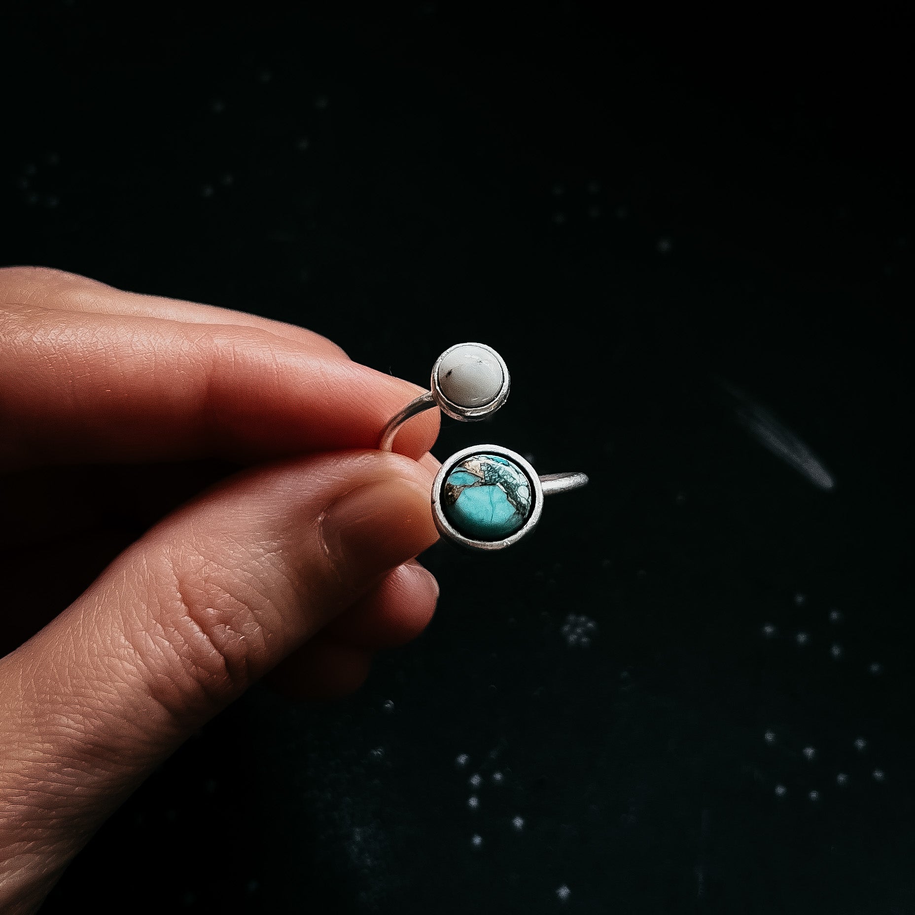 Earth and Moon Bypass Ring with Natural Stones | Ring | Wiccan Center