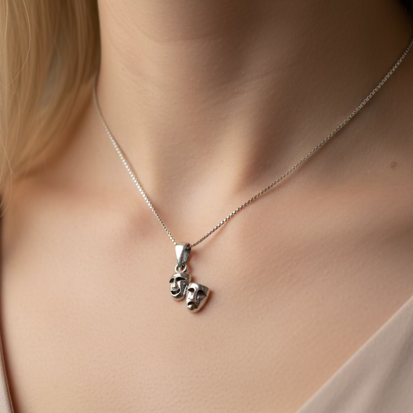 Theater Mask Necklace | Pendant | Wiccan Center