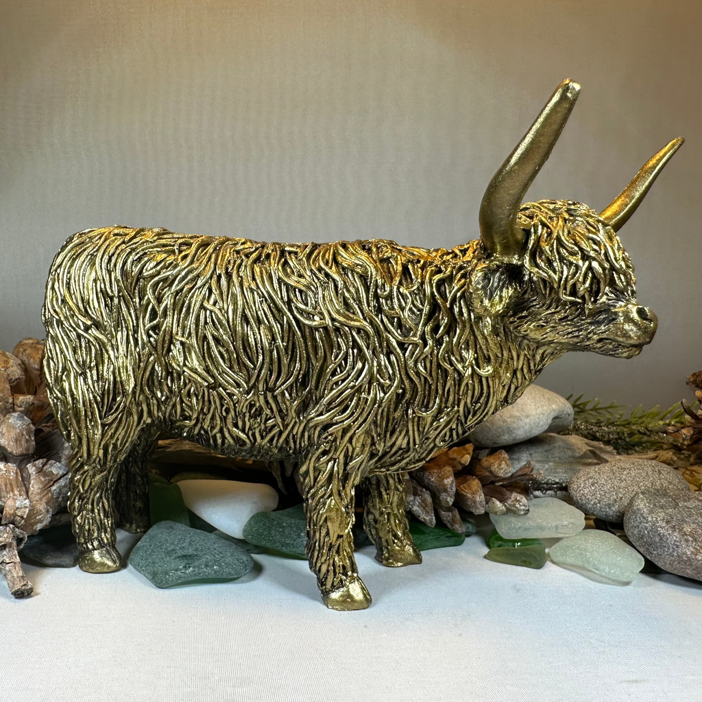 Large Golden Highland Cow Figurine | Gifts | Wiccan Center