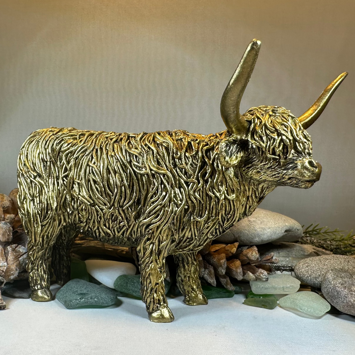 Large Golden Highland Cow Figurine | Gifts | Wiccan Center