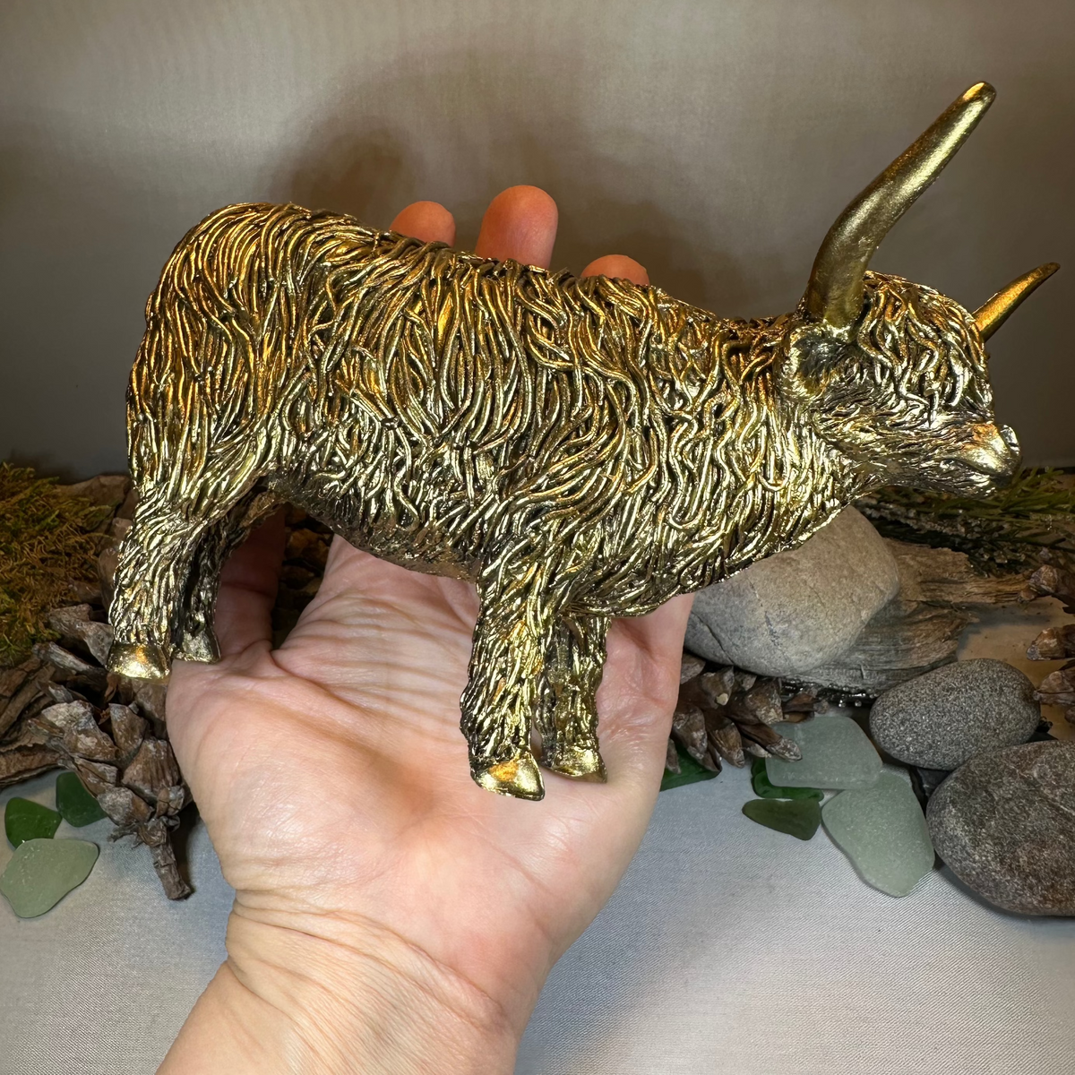 Large Golden Highland Cow Figurine | Gifts | Wiccan Center
