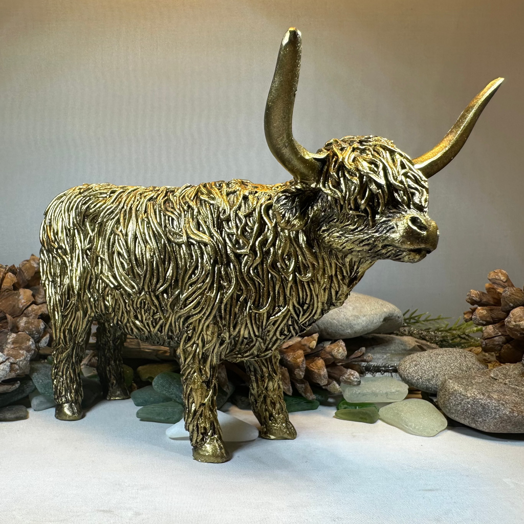 Large Golden Highland Cow Figurine | Gifts | Wiccan Center
