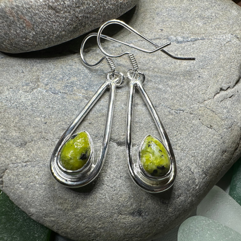 Connemara Marble Irish Sliabh Earrings in Sterling Silver | Dangle Earrings | Wiccan Center