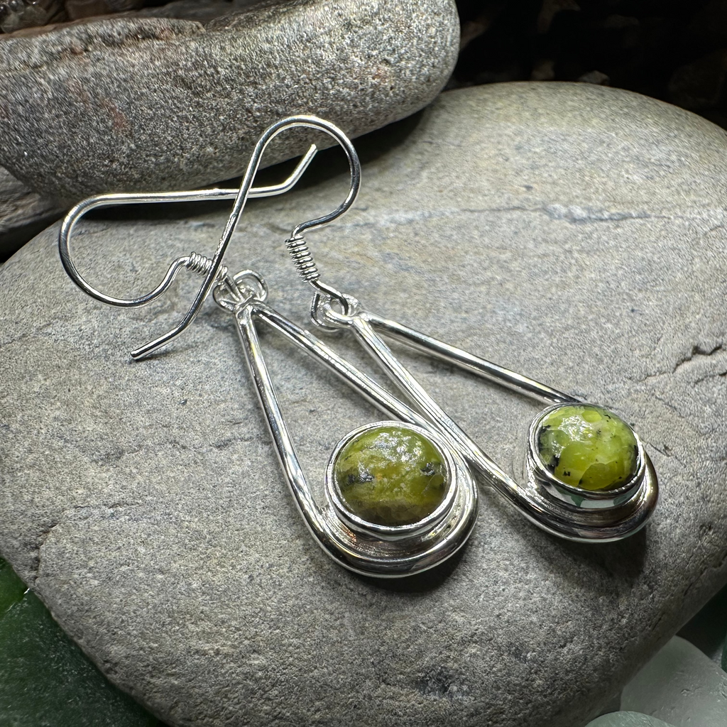 Connemara Marble Irish Sliabh Earrings in Sterling Silver | Dangle Earrings | Wiccan Center