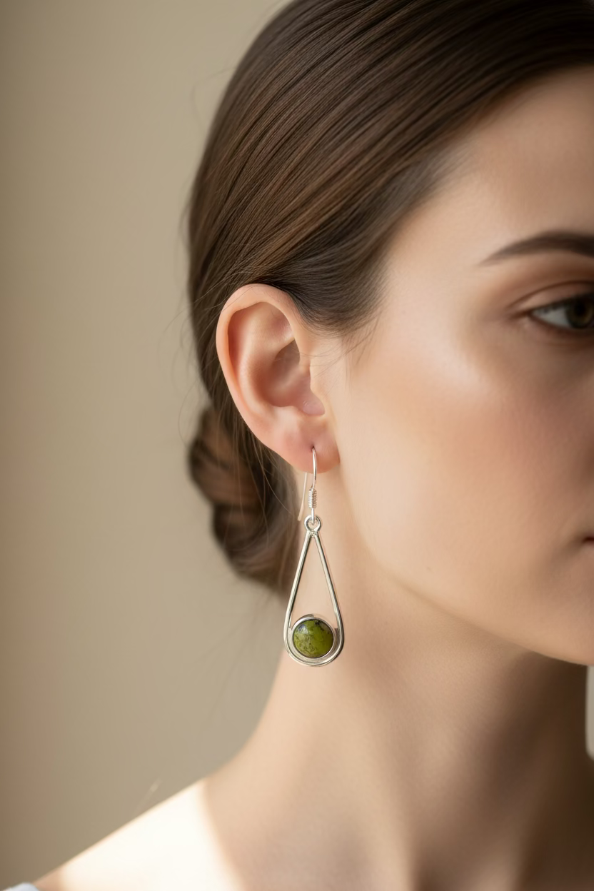 Connemara Marble Irish Sliabh Earrings in Sterling Silver | Dangle Earrings | Wiccan Center