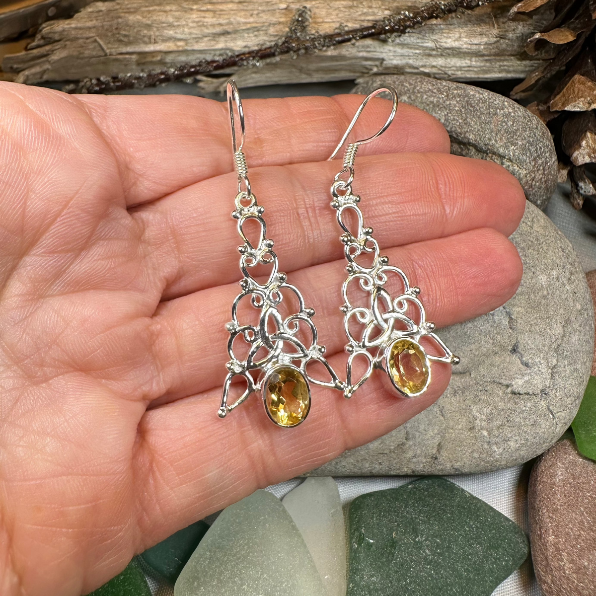 Angeni Celtic Trinity Knot Earrings in Sterling Silver