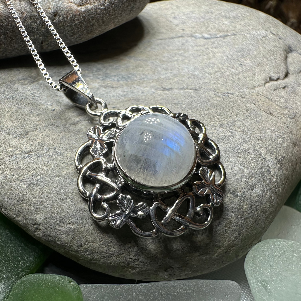 Elana Shamrock Moonstone Necklace | Pendant | Wiccan Center
