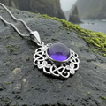 Elana Irish Shamrock Amethyst Necklace in Sterling Silver | Pendant | Wiccan Center