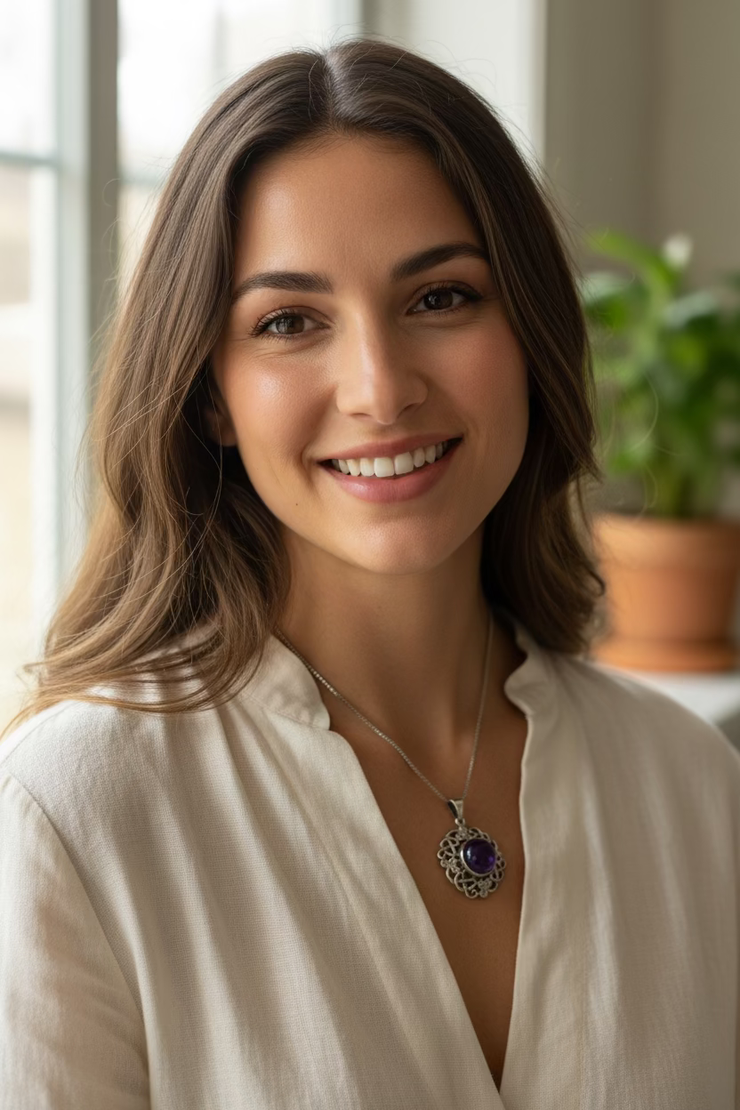 Elana Irish Shamrock Amethyst Necklace in Sterling Silver | Pendant | Wiccan Center