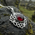 Elena Irish Shamrock Garnet Necklace in Sterling Silver | Pendant | Wiccan Center