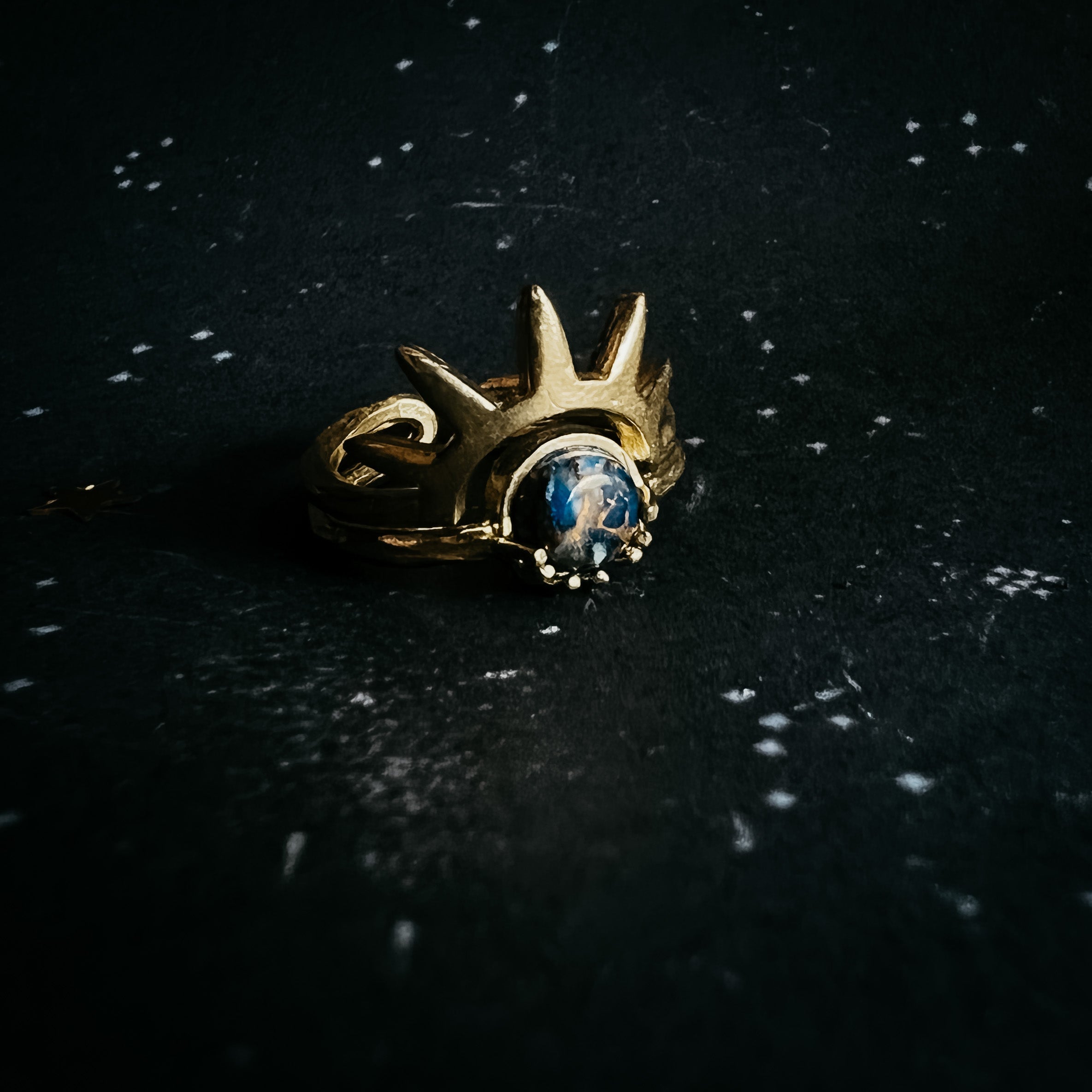 Dark Before the Dawn Sunburst Ring with Copper Lapis Lazuli | Ring | Wiccan Center