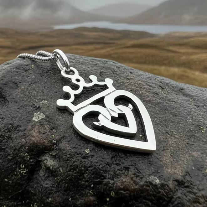 Highland Heart Scottish Luckenbooth Necklace in Sterling Silver | Pendant | Wiccan Center