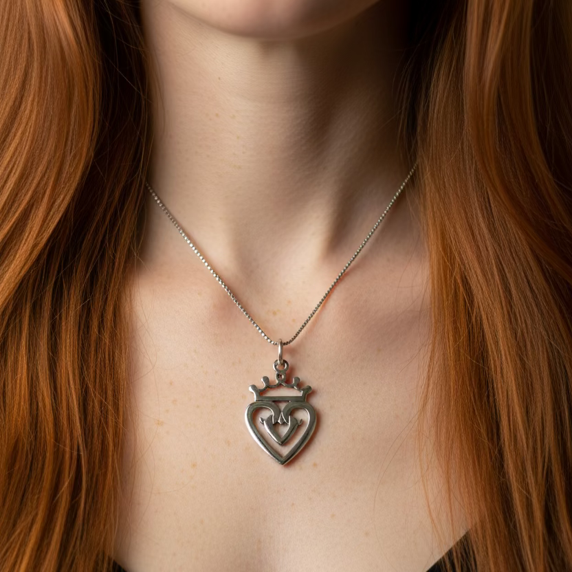 Highland Heart Scottish Luckenbooth Necklace in Sterling Silver | Pendant | Wiccan Center