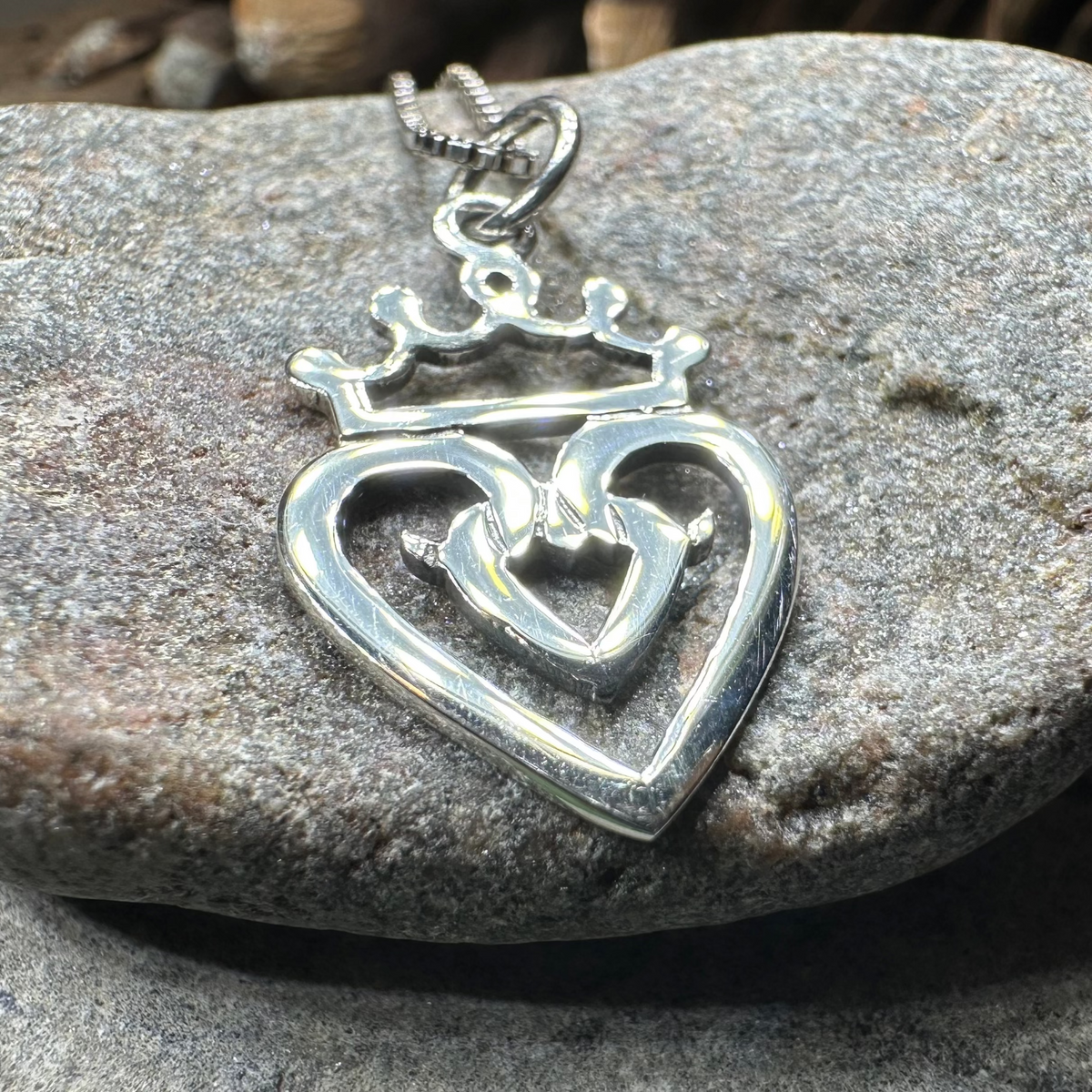 Highland Heart Scottish Luckenbooth Necklace in Sterling Silver | Pendant | Wiccan Center