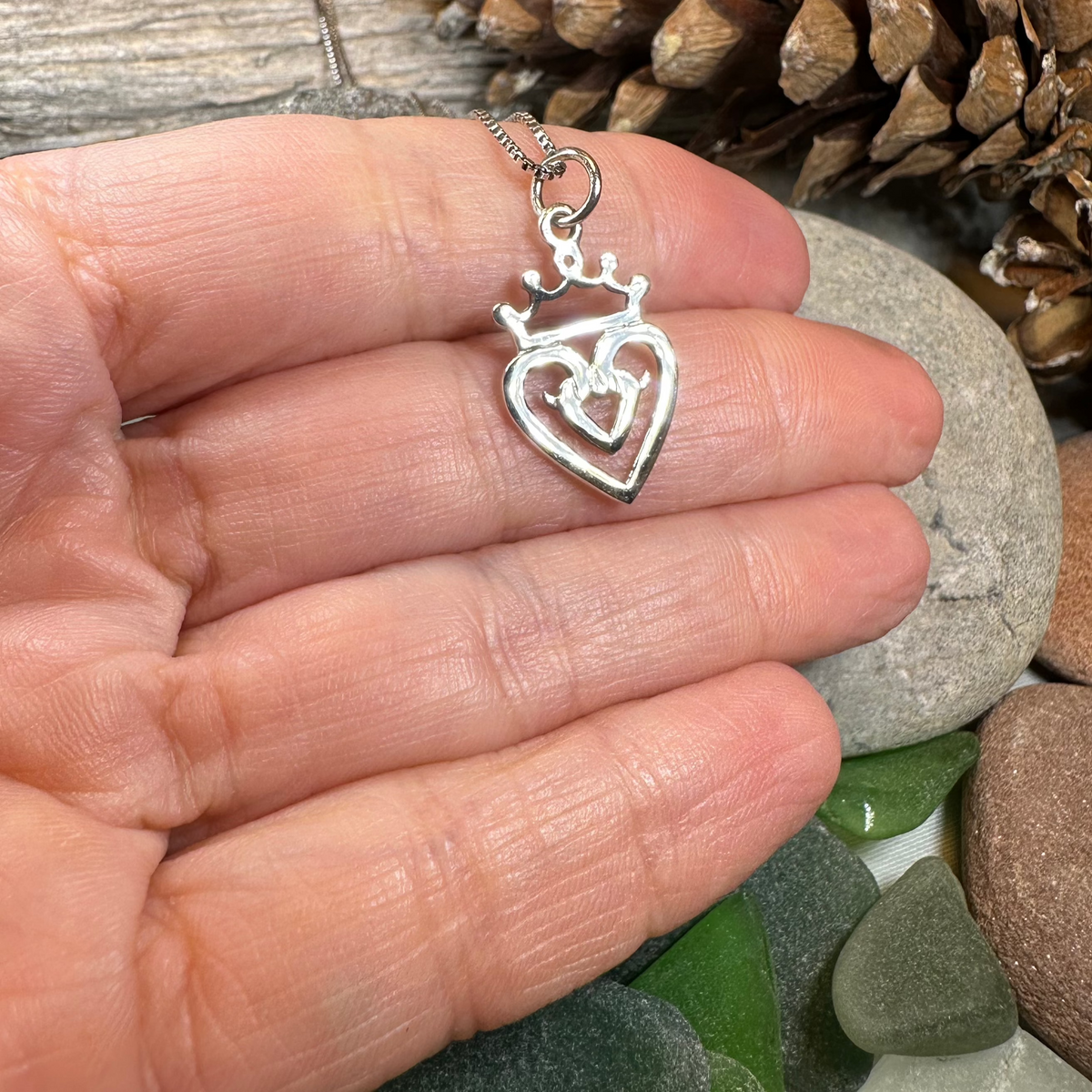 Highland Heart Scottish Luckenbooth Necklace in Sterling Silver | Pendant | Wiccan Center