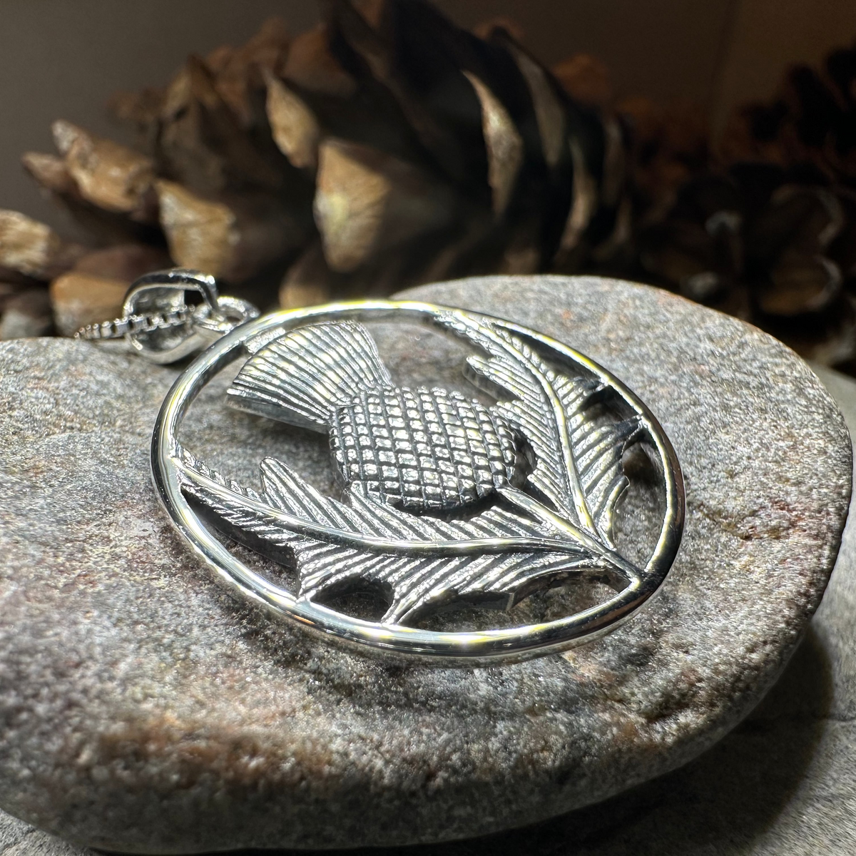 Arran Scottish Thistle Necklace in Sterling Silver | Pendant | Wiccan Center