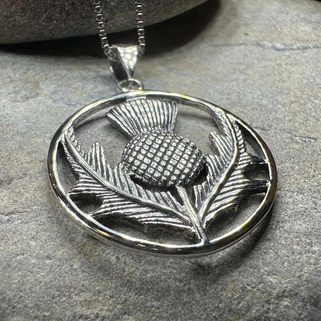 Arran Scottish Thistle Necklace in Sterling Silver | Pendant | Wiccan Center