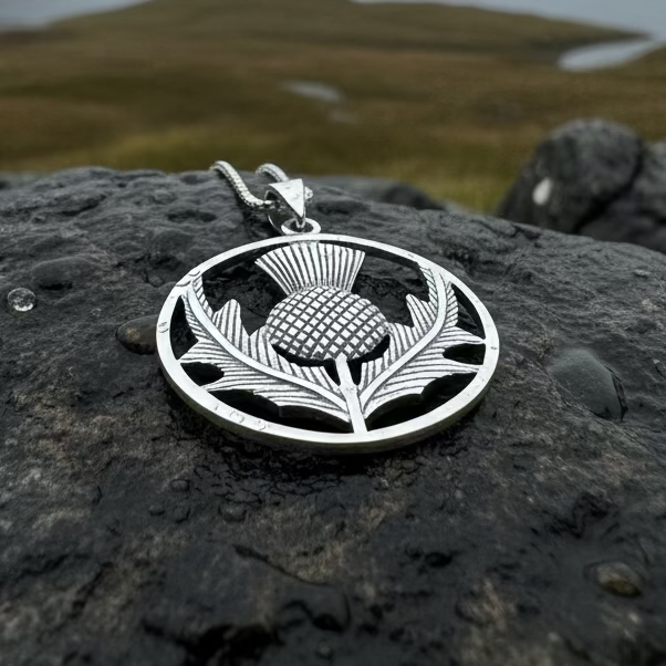 Arran Scottish Thistle Necklace in Sterling Silver | Pendant | Wiccan Center