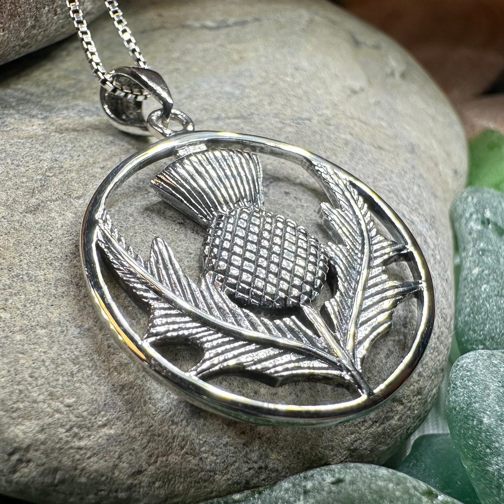 Arran Scottish Thistle Necklace in Sterling Silver | Pendant | Wiccan Center