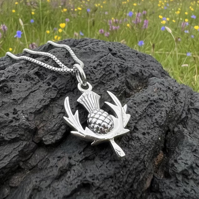 Sarabeth Scottish Thistle Necklace in Sterling Silver