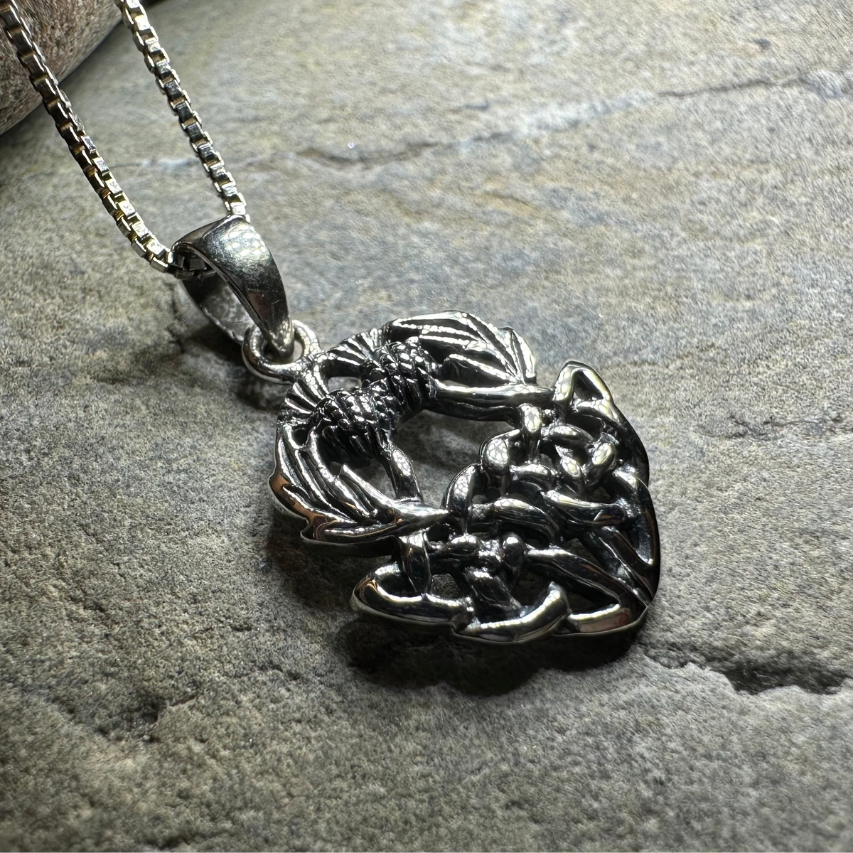 Holyrood Scottish Thistle Necklace in Sterling Silver | Pendant | Wiccan Center