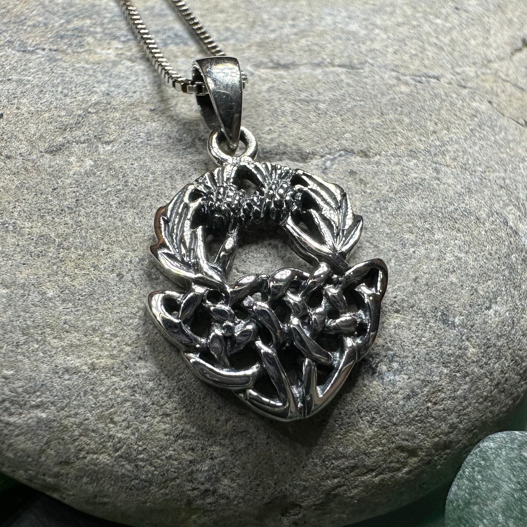 Holyrood Scottish Thistle Necklace in Sterling Silver | Pendant | Wiccan Center