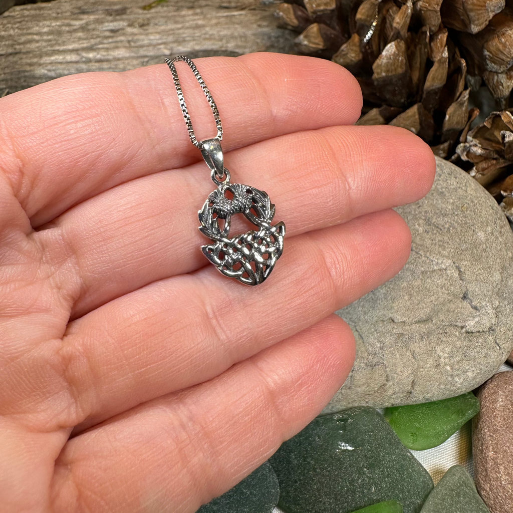 Holyrood Scottish Thistle Necklace in Sterling Silver | Pendant | Wiccan Center