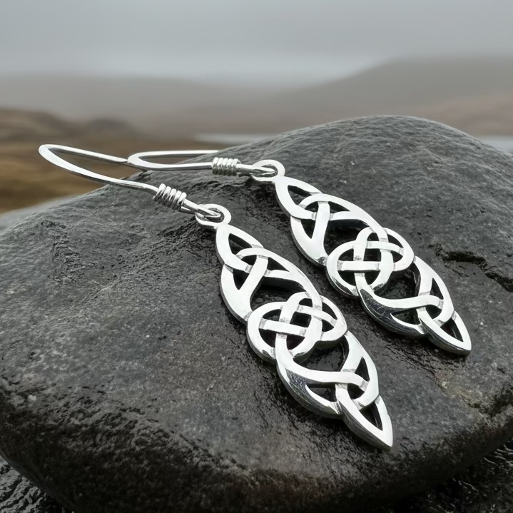 Norine Celtic Knot Earrings in Sterling Silver | Dangle Earrings | Wiccan Center