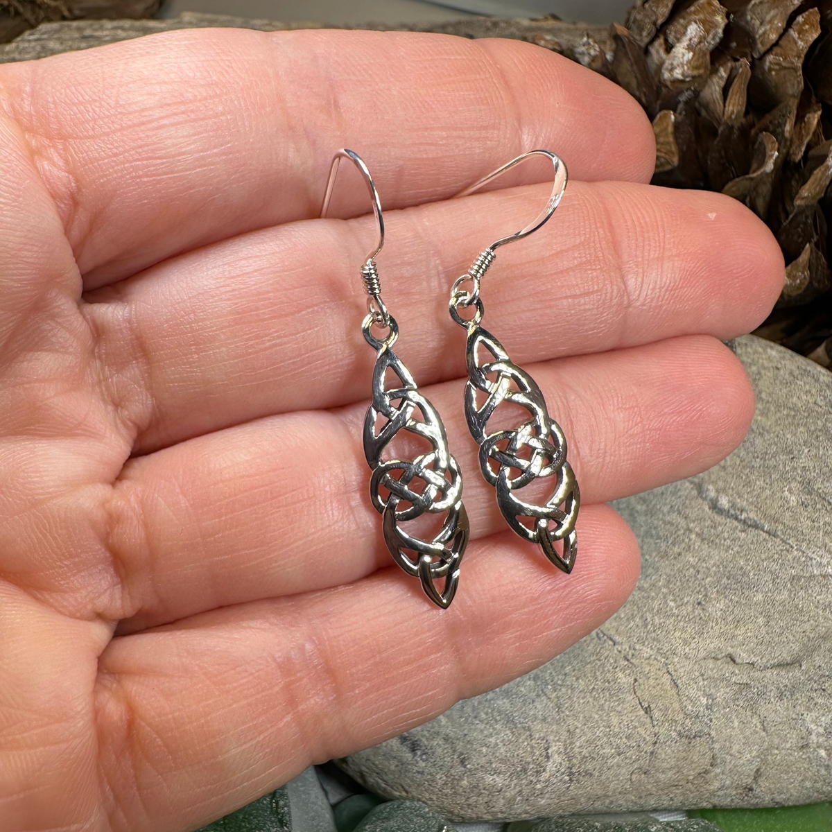 Norine Celtic Knot Earrings in Sterling Silver | Dangle Earrings | Wiccan Center